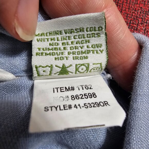 Orvis Blue Linen Button Up Shirt S Mother of Pearl Lagenlook Coastal Relaxed - Picture 8 of 10